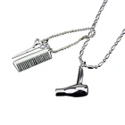 Ножницы для волос унисекс, подвеска в виде гребня, ожерелье, набор для парикмахеров, подарок для парикмахера