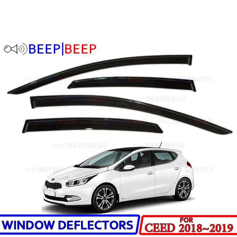 

Car window deflectors for Kia Ceed 2018~2019 Hatchback car wind deflector guard rain vent sun visor cover styling accessories