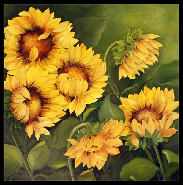 

Embroidery Counted Cross Stitch Kits Needlework - Crafts 14 ct DMC Color DIY Arts Handmade Home Decor - Sunflowers 3