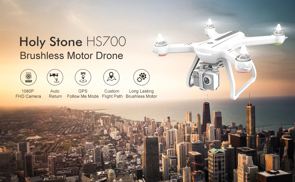 Holy Stone HS700 1000 м Диапазон 20 минут полёт бесщеточный мотор 5 ГГц 400 м Wifi gps FPV FHD 1920*1080P 2800 мАч gps Дрон