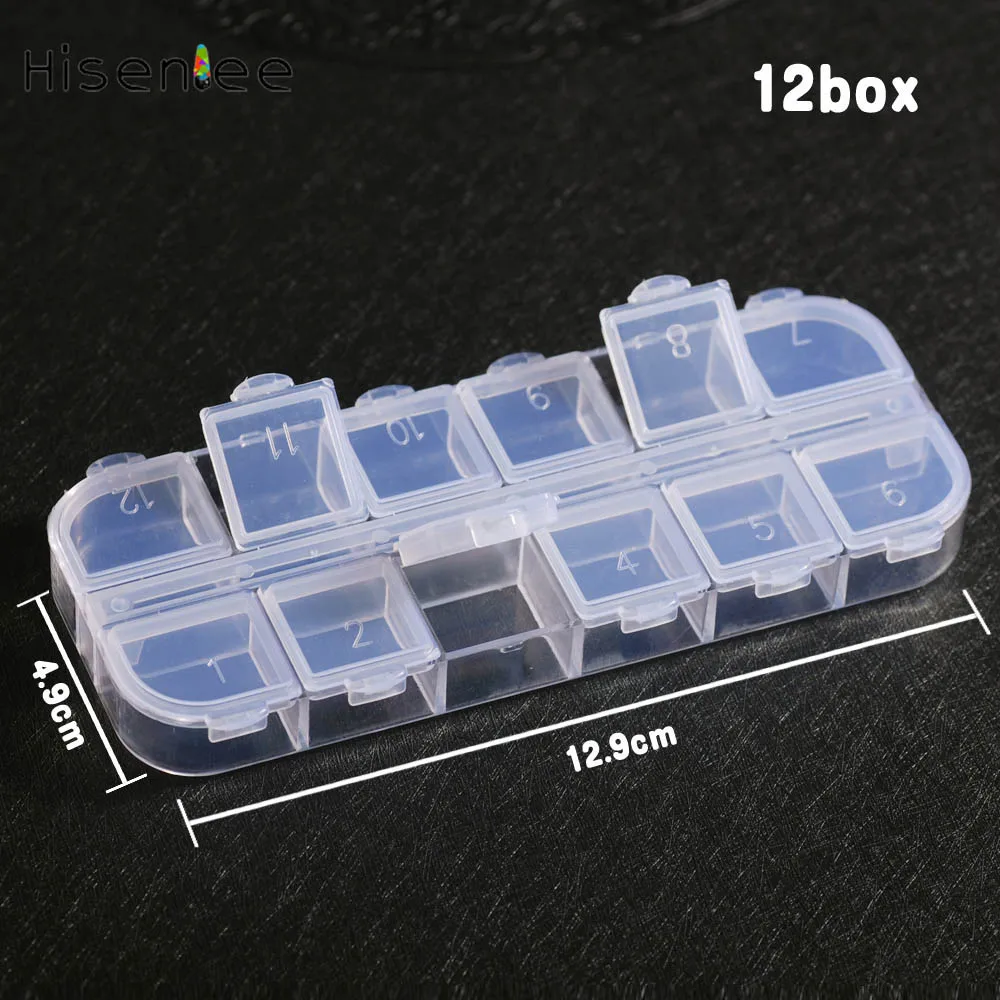 Free delivery 12 Grid Clear Empty Rhinestone Earrings jewelry Bead Storage Multifunctional Practical storage box 1pcs/bag