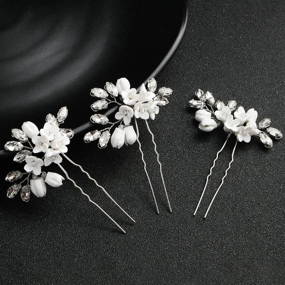 

Bride Wedding Hair Pins Rhinestone Prom Bridal Wedding Accessories Handmade Hair Clips Bridemaid U Shape Hair Stickers