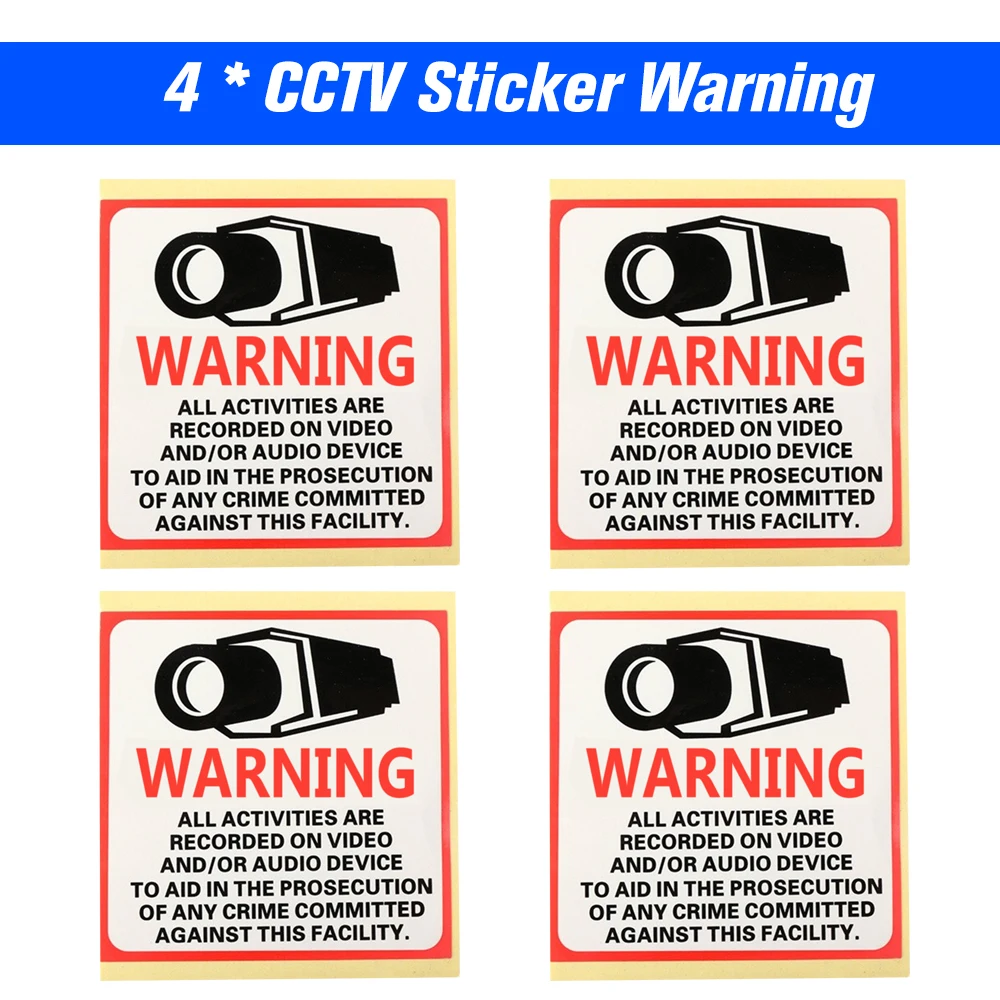 4 шт./Лот 80*80 мм наклейка предупреждающая доска 24 часа камера видеонаблюдения