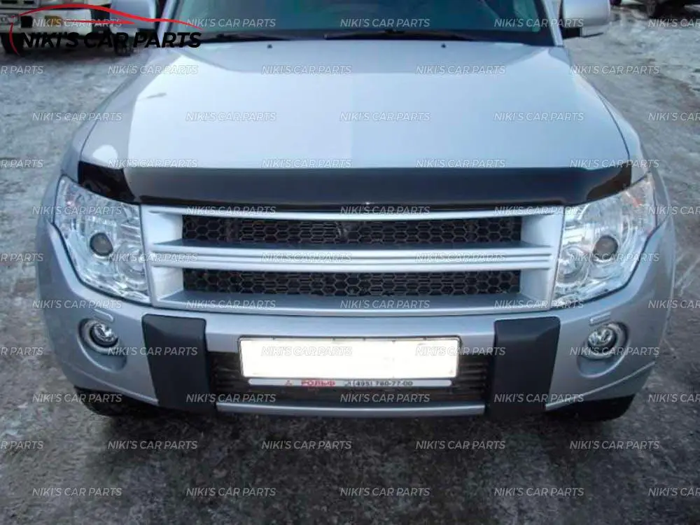 Решетка радиатора для Mitsubishi Pajero IV 2006 2015 с перекладиной АБС пластик комплект