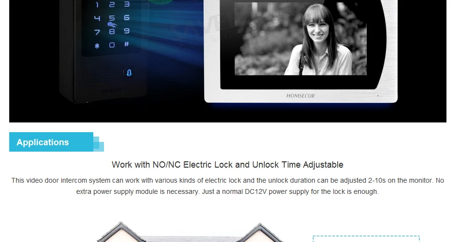 HOMSECUR " DIY проводной видео и аудио Домашний домофон Электрический Strike Lock набор входит в комплект с din-рейкой питание BM717-S+ BC091