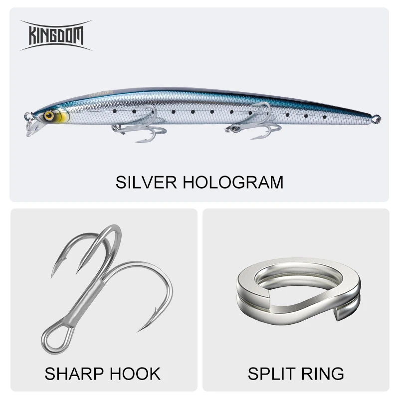 Kingdom Fishing Приманка для морской рыбалки приманка Джеркбейт 180 мм 29 г/33 г плавающий медленно тонущий воблер для мелкой рыбы шесть цветов Модель 5333-S