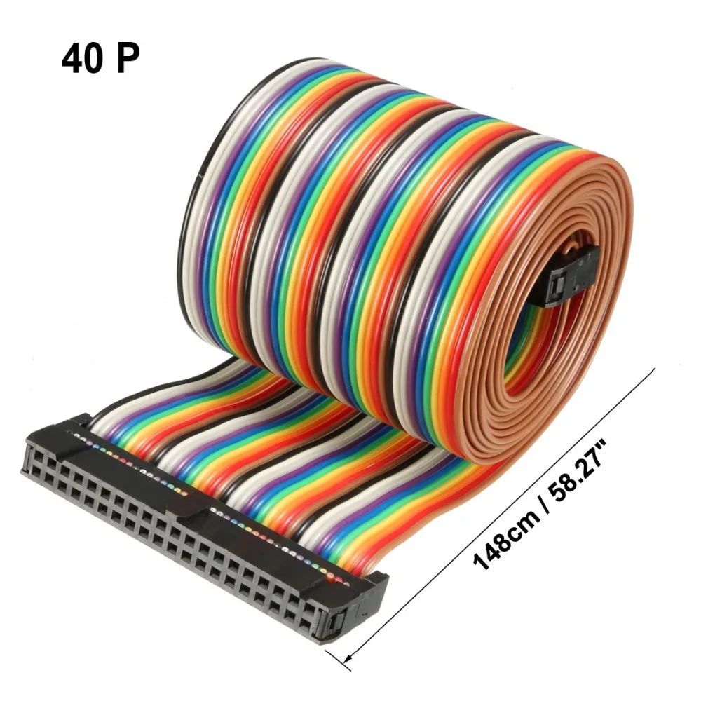 Uxcell 1 шт. IDC 26/34/40 контактов Радужный/серый 128/148 см длина 2 54 мм Шаг Dupont плоский