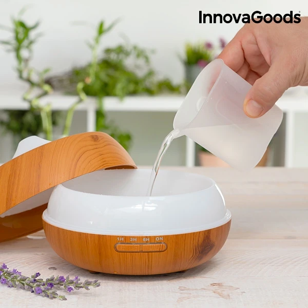 Увлажнитель Арома диффузор с подсветкой светодиодный Innovagoods деревянный. эффект