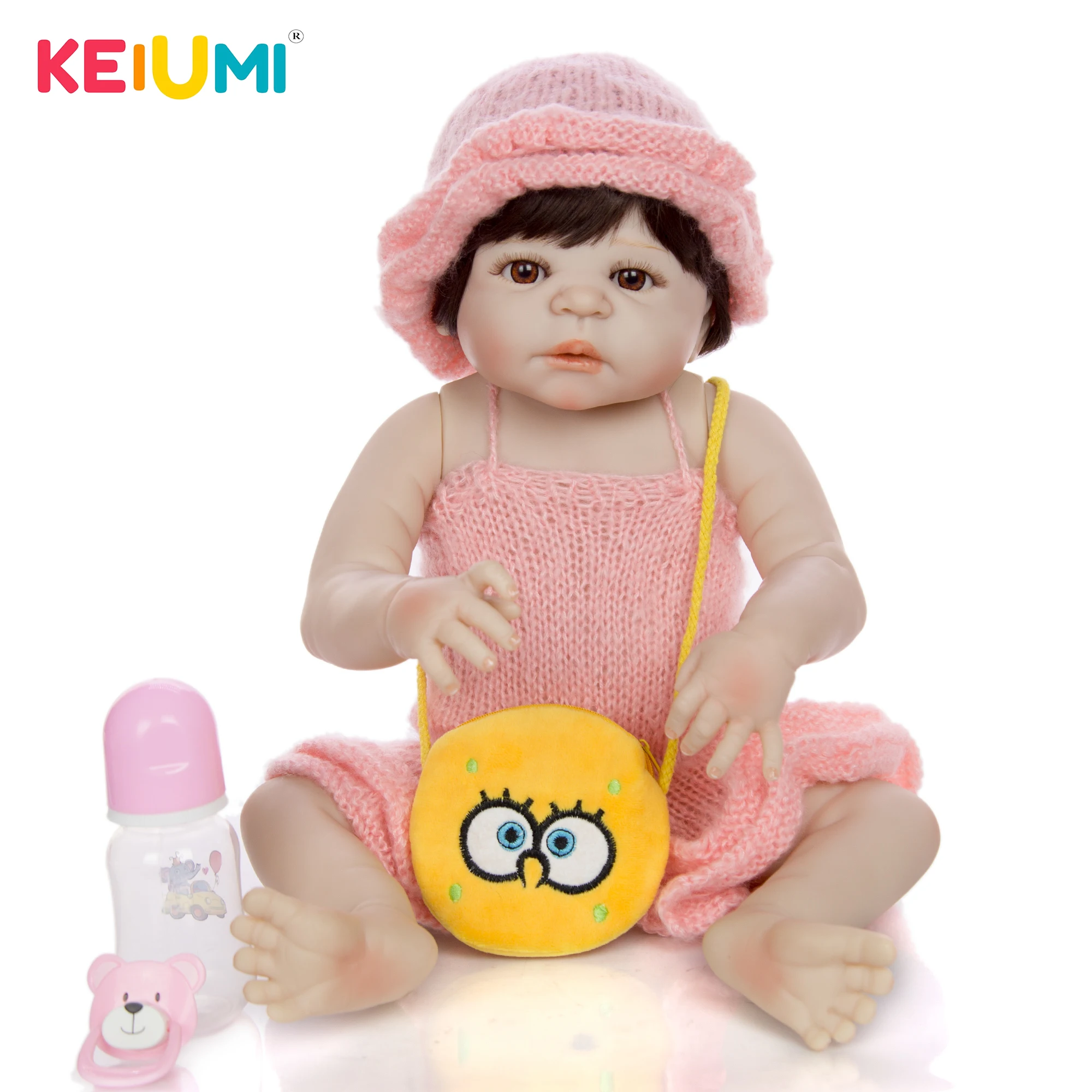 KEIUMI дизайн Reborn Bonecas Menina 23 ''полностью силиконовые виниловые куклы реалистичные