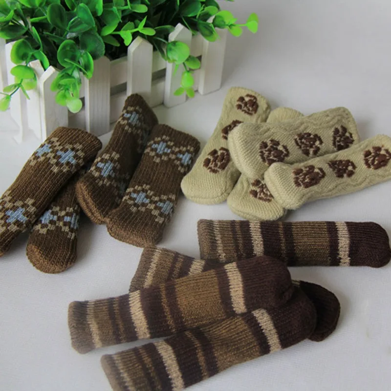 4 шт./лот мягкий защитный напольный вязаный чехол на стул вязаные пинетки коврики