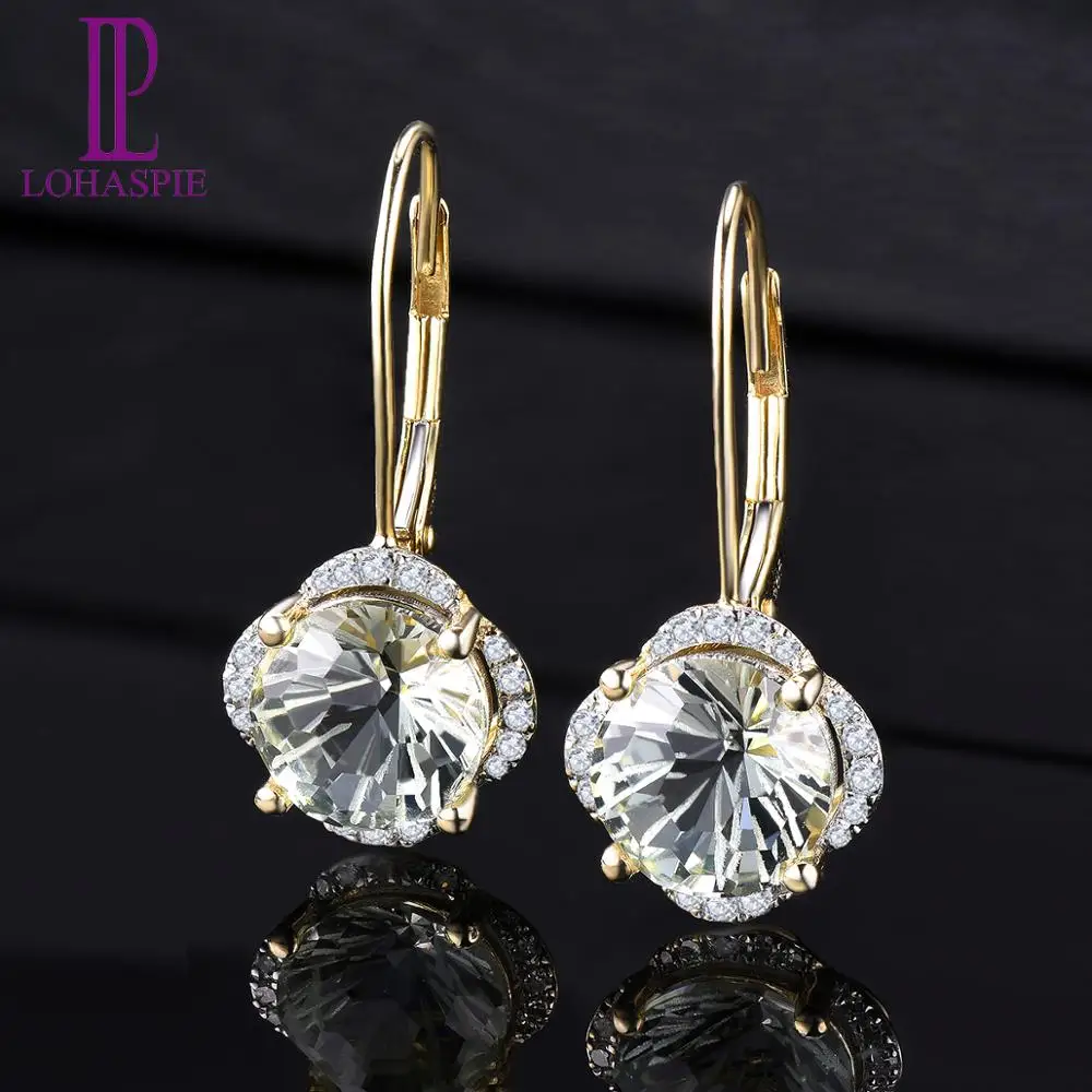 LP Solid 14KY Золотое кольцо с бриллиантом натуральный зеленый аметист 3.76CT специальный Ромашка для резки изысканные модные ювелирные изделия из драгоценных камней для женщин подарок