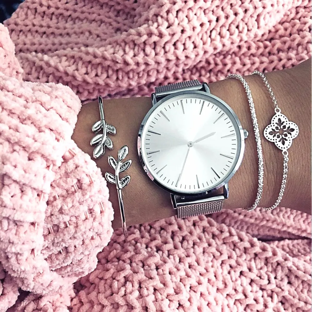 3 шт./компл. Boho с узором из цветов и листьев цепи открытие серебро Цвет браслет для