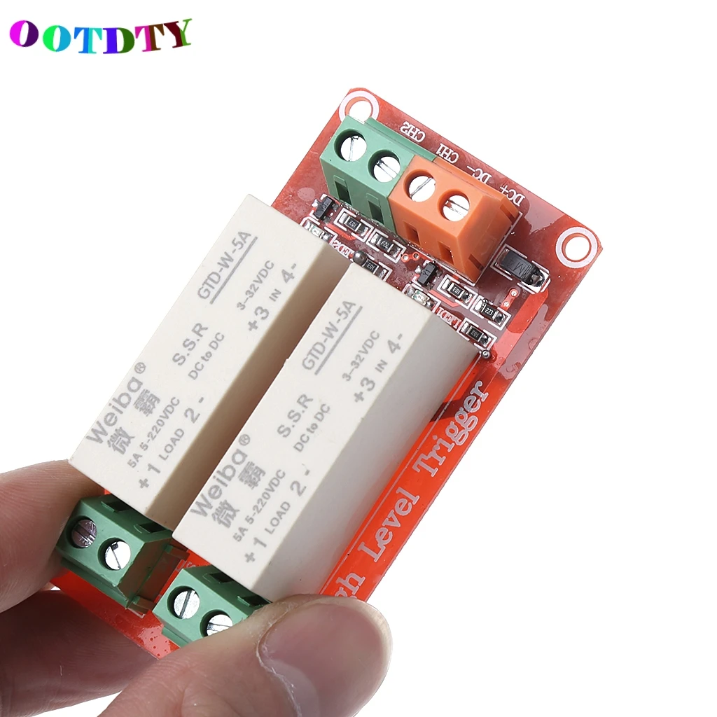 OOTDTY 2 канала SSR твердотельные реле Высокий рычаг триггера 5A 5v12v для Uno R3 APR11_10