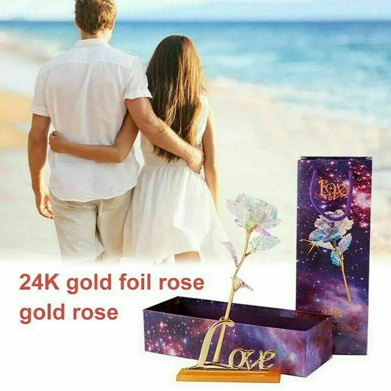 24K Золотая фольга освещение розы подарки для вечного любовника Рождество День