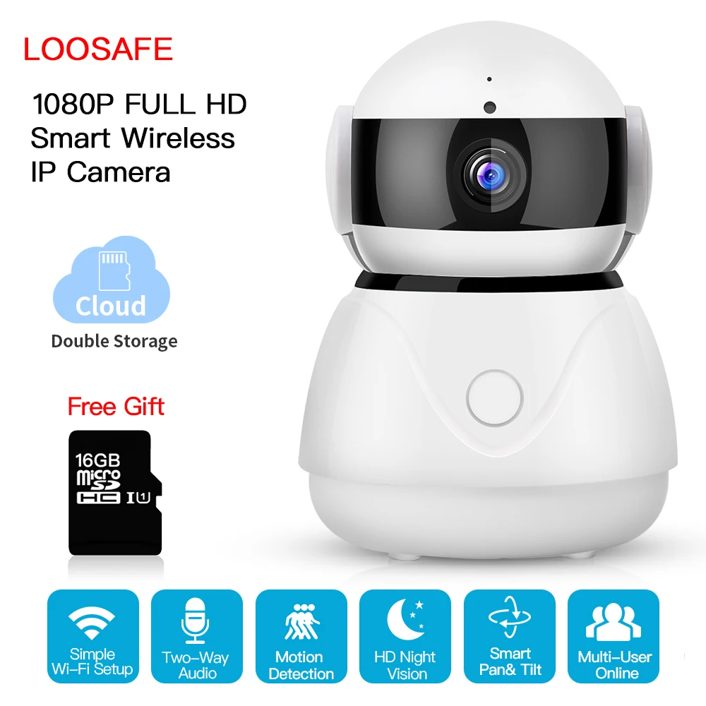 LOOSAFE Камера наблюдения домашней безопасности IP Wi Fi Беспроводной 2MP P2P ИК Cloud Storage