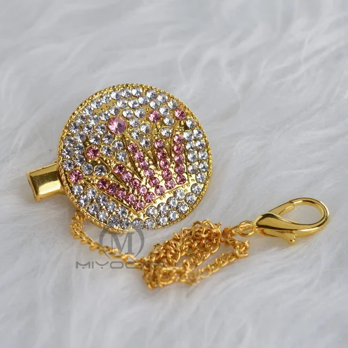 1 MIYOCAR bling crown, соска, клипса, держатель на цепочке, пустышка, клипса на цепочке, уникальный дизайн, Металл высокого класса, CH-4 на цепочке - Цвет: 1