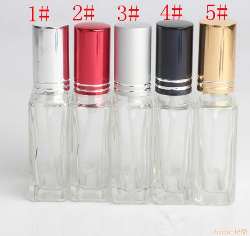 

15ml Color Metal Cover Clear Toner Spray Bottle Square Perfume Bottle#2132