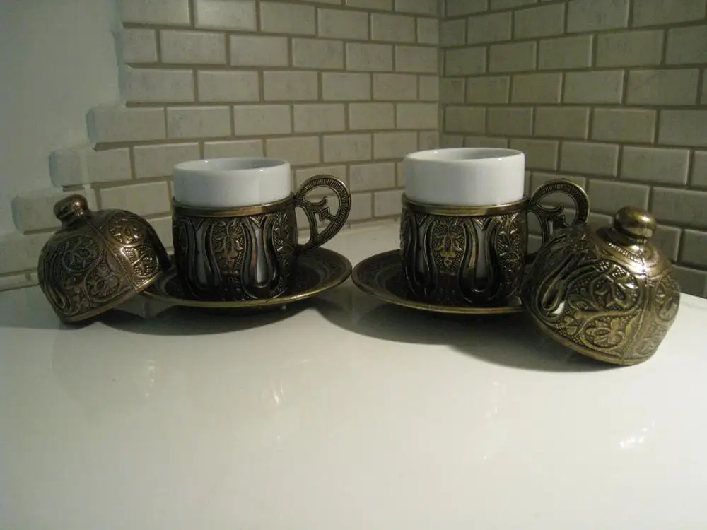 set of 4) Traditional Turkish Handmade Coffee Espresso Cup&Saucer Porcelain