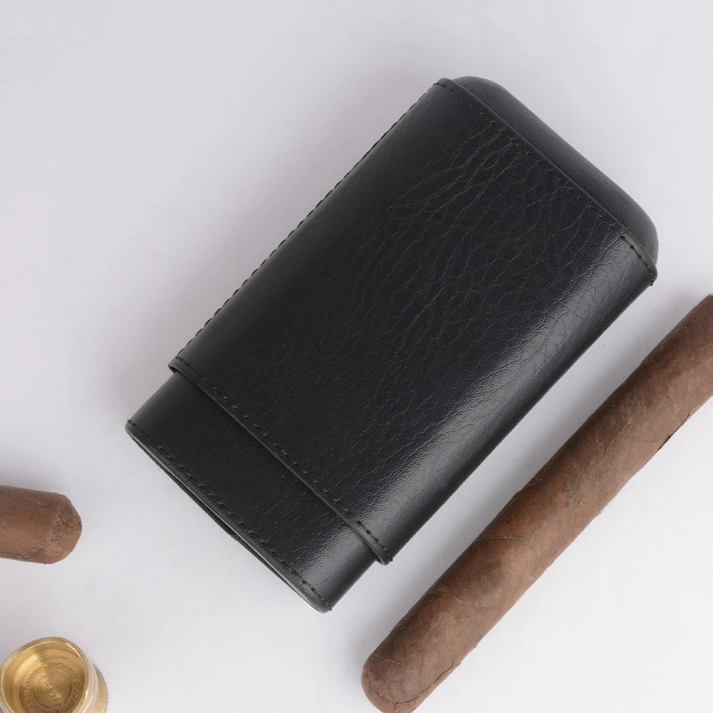 Кожаный чехол для сигар COHIBA с 3 пальцами и отделкой из кедра | Дом сад