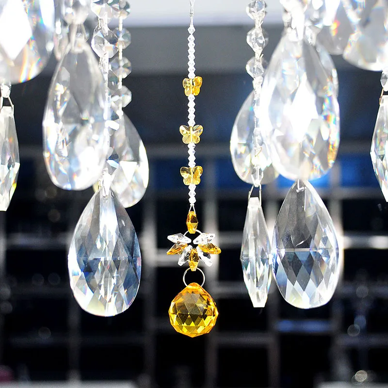 H&ampD Handmade 30mm Crystal Ball Chandelier Prisms Window Butterfly Ornaments Rainbow Maker Hanging Suncatcher Home Decor (Yellow) | Дом и