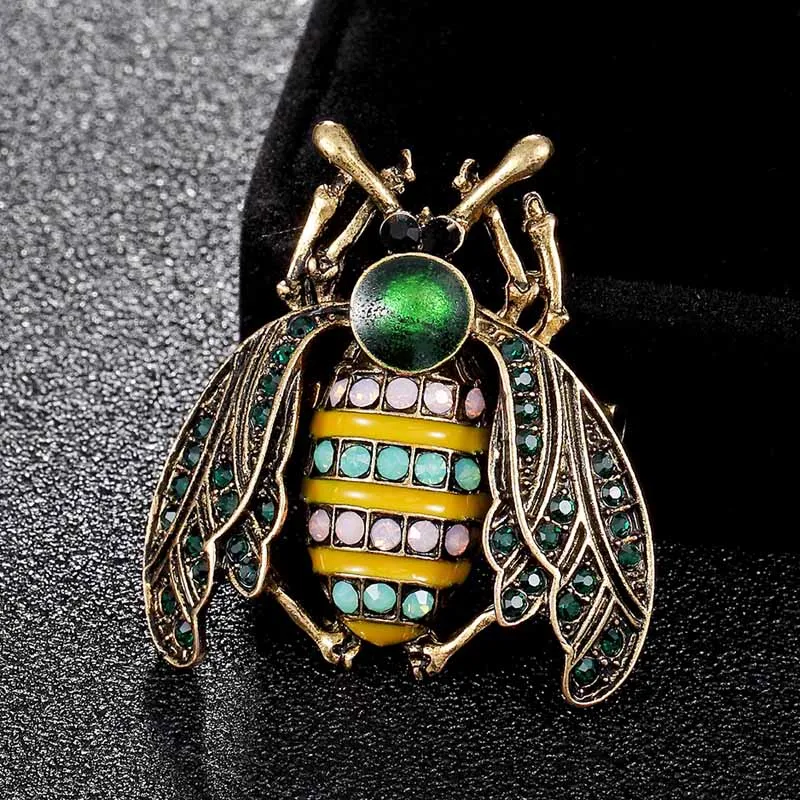Doniajewelry зеленый розовый опал пчела насекомое брошь мужские ювелирные изделия