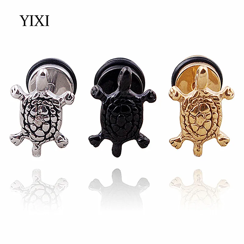 YIXI 2 шт Новые Панк крутые из нержавеющей стали черепаха серьги с дизайном