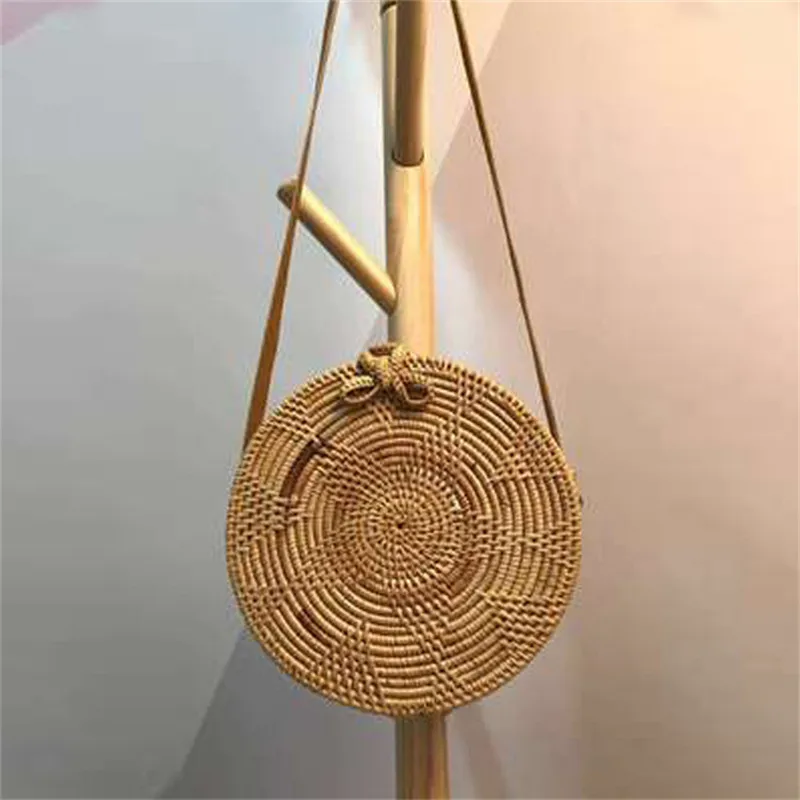 2017 Бали круг соломенные сумки для Для женщин ручной работы круглый Пляжная Сумка