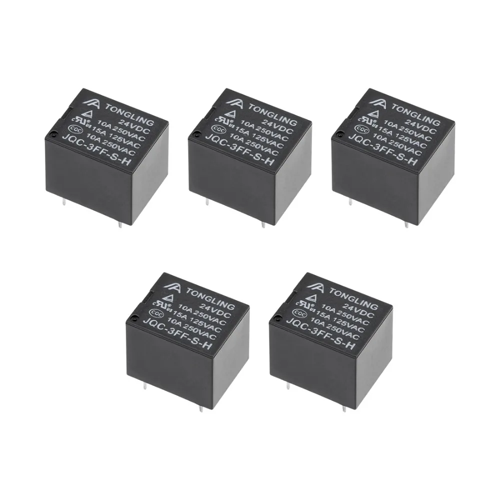 UXCELL 5 шт. JQC-3FF-S-H DC 5/24 в реле катушка SPST 4 Pin PCB электромагнитное питания для