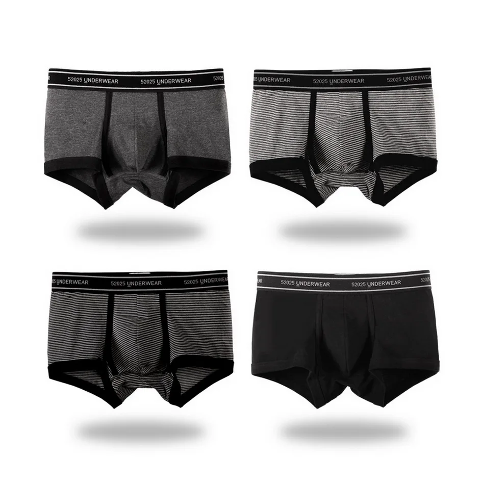 4pcs grey black 52025 Мужские трусы боксеры набор 3-4 шт./упак. Комфортные дышащие мягкие Трусы мужские Хлопок Модал Удобное мягкое нижнее белье Трусы-боксеры Транки Мужские шорты Бельё из хлопка calzoncillos hombre sexi - Цвет: 4pcs grey black