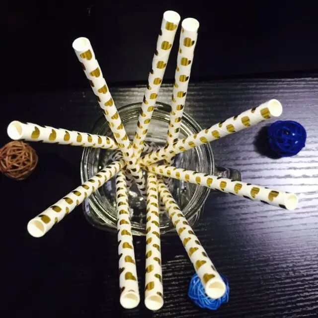 25 шт./лот Золотая тема бумажные соломинки на день рождения свадебные