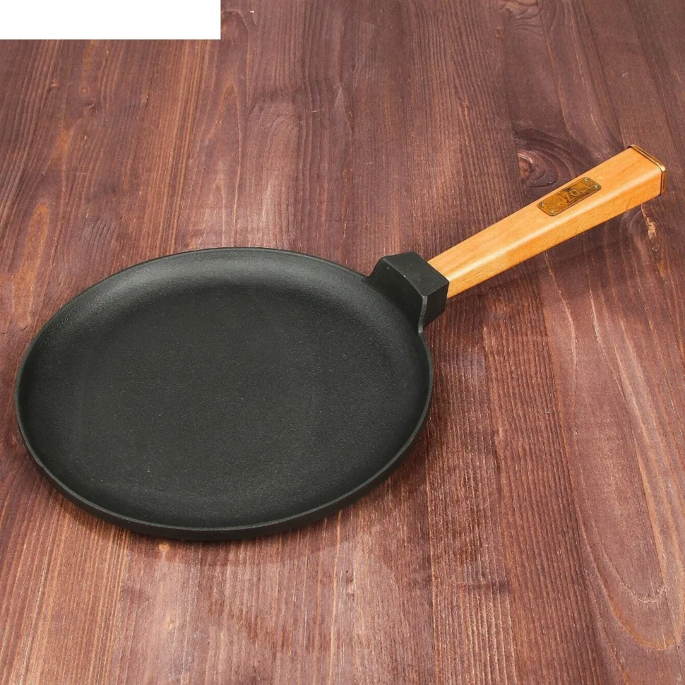 Сковорода блинная чугунная с деревянной ручной решеткой кофейник котелок поддон