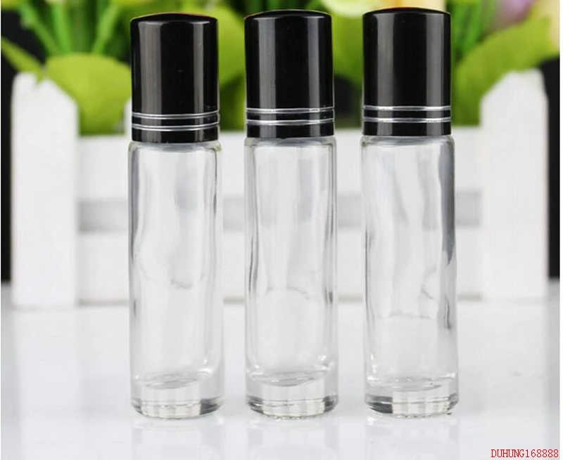 

500pcs/lot 10ml Clear Thick Glass Roll On Essential Oils Aromatherapy Perfume Bottle + metal Roller Ball