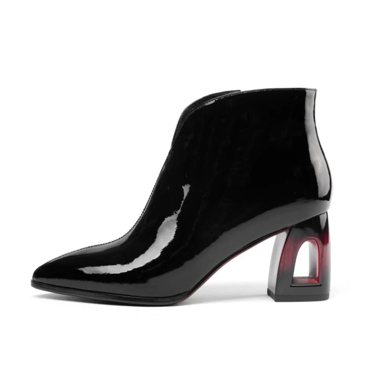 Женские ботильоны из телячьей кожи MLJUESE зимние полусапожки лакированной с острым