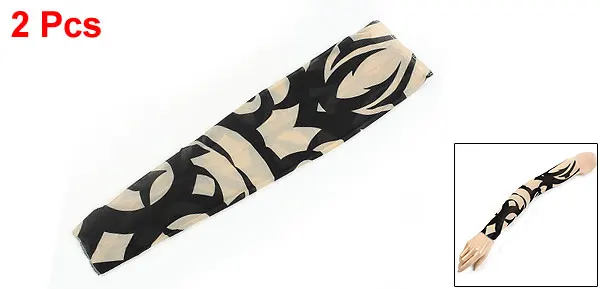 Uxcell 2 шт. Черный Бежевый дышащие strecthy поддельные татуировки велосипедного спорта