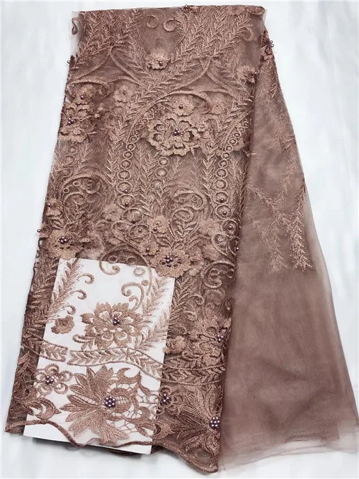 Кружевные шнурки в нигерийском стиле 2017 золотые зеленые с бусинами