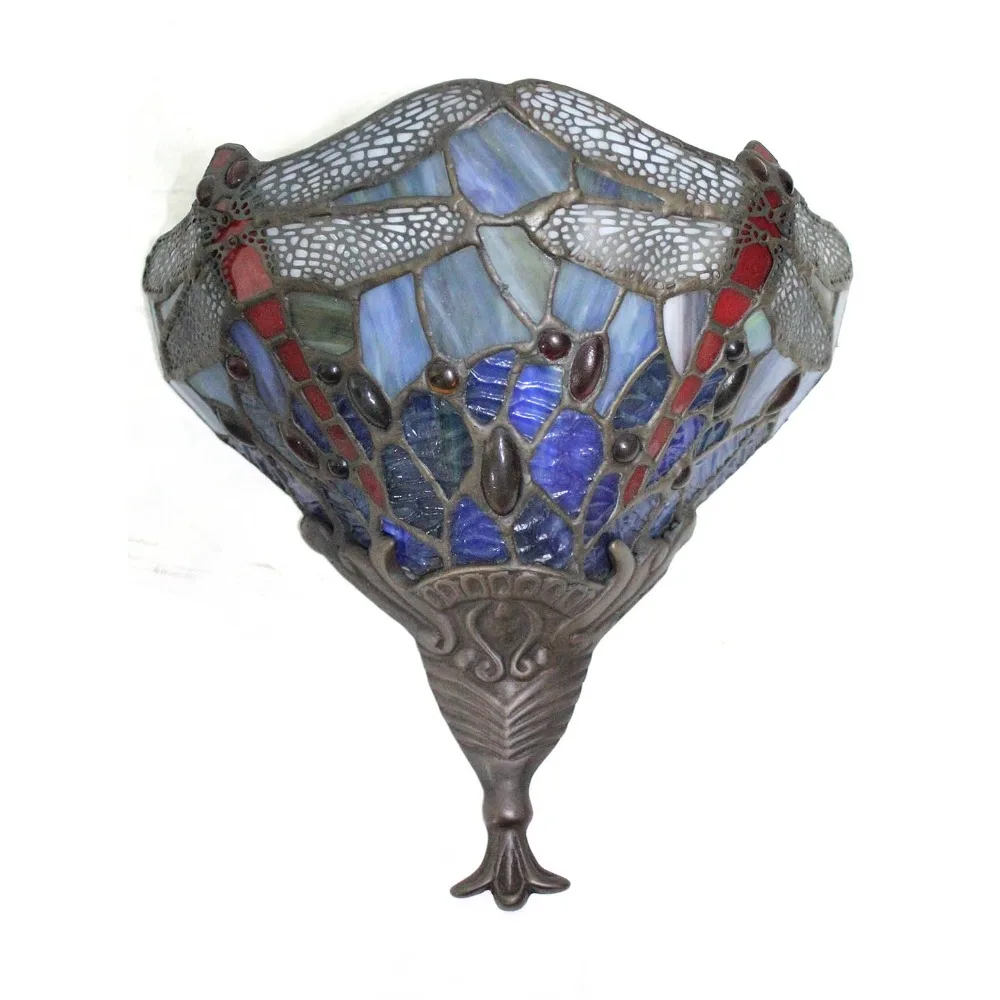 

10 inch Stained Glass Dragonfly Wall Lamp Wall Sconce Art Decor