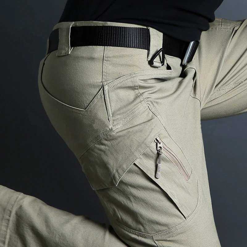 Мужские тактические брюки-карго IX9, армейские хлопковые брюки спецназа с множеством карманов, эластичные повседневные брюки, XXXL от AliExpress WW