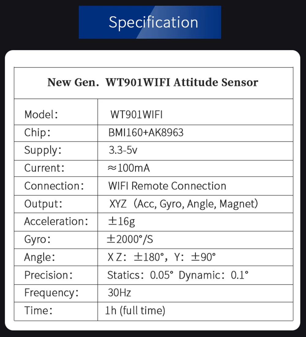 WitMotion WT901WIFI Высокая точность 9-Axis AHRS беспроводной Инклинометр(XYZ) Акселерометр+ гироскоп+ Угол+ магнит, поддержка мульти-соединения