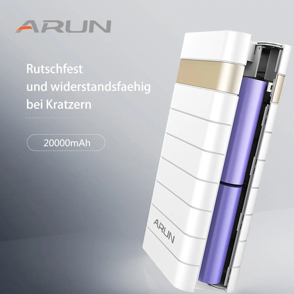 ARUN 20000 мАч Внешний аккумулятор PoverBank 2 USB power Bank портативное зарядное устройство