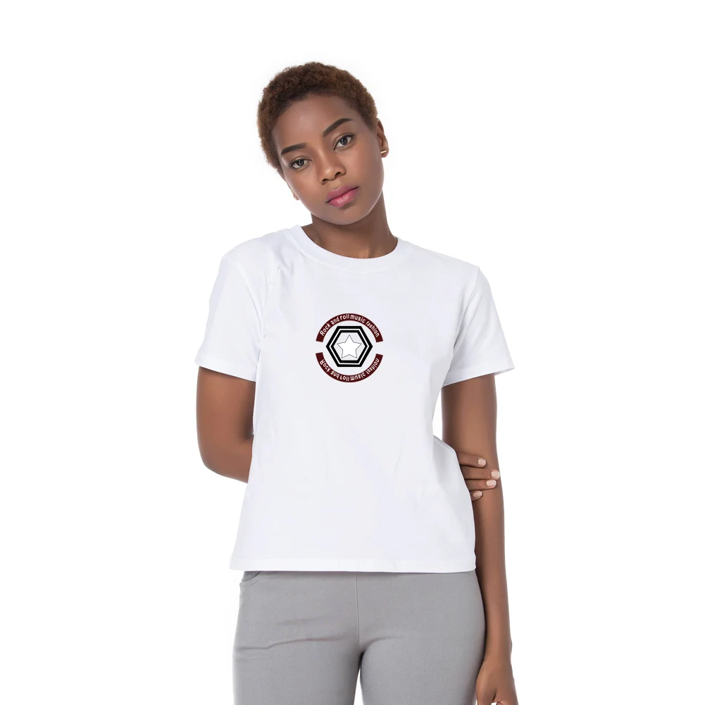 Для женщин летние Повседневное короткий рукав хлопковая Футболка с круглым