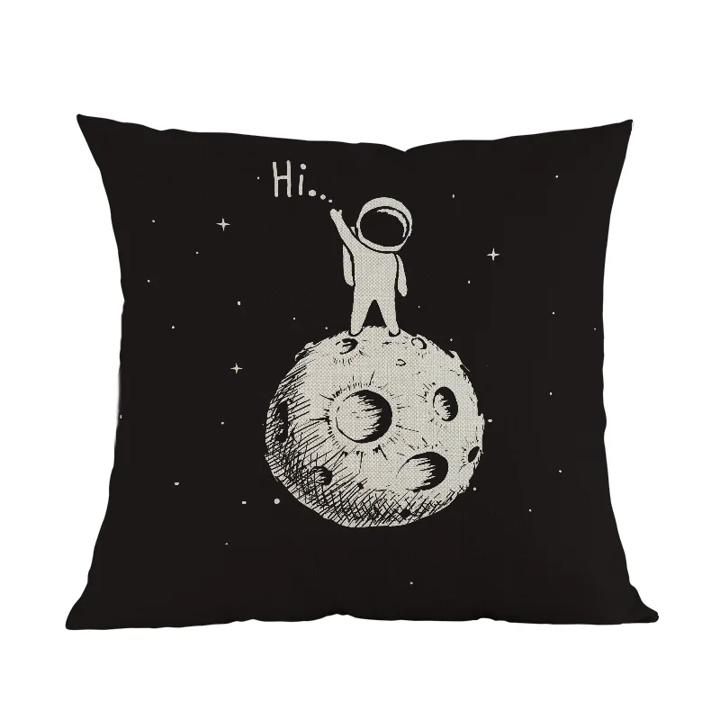 Мультяшный Забавный астронавт космический корабль человек Луна селфи Подушка