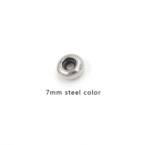 7mm steel color Fnixtar Золотая стальная цветная распорка из нержавеющей стали бусины с резиновым сердечником внутри позиционирование пробки Бусины 7 мм 8 мм 100 шт./лот - Цвет: 7mm steel color