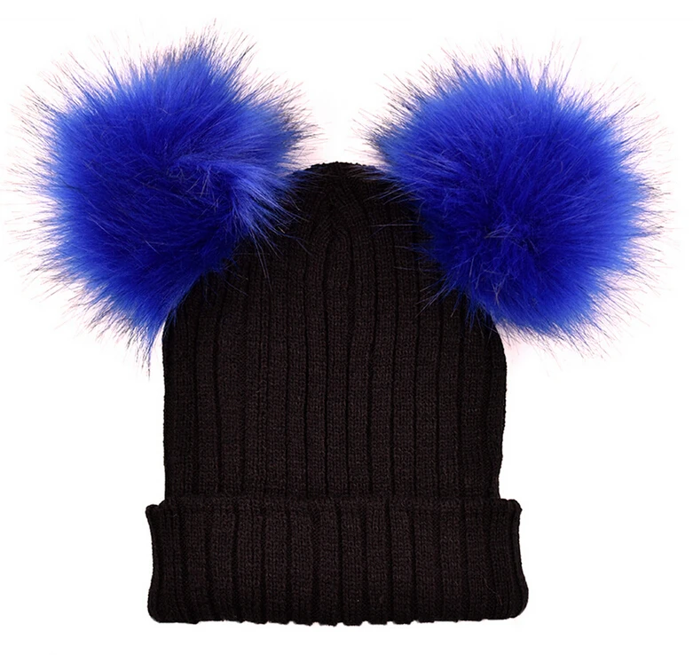 black and blue 1 шт., шапка, женская зимняя шапка s, шапки для женщин с рожками дьявола, милые вязаные шапочки, теплые шапки и кепки, шапка, Homme Gorro - Цвет: black and blue