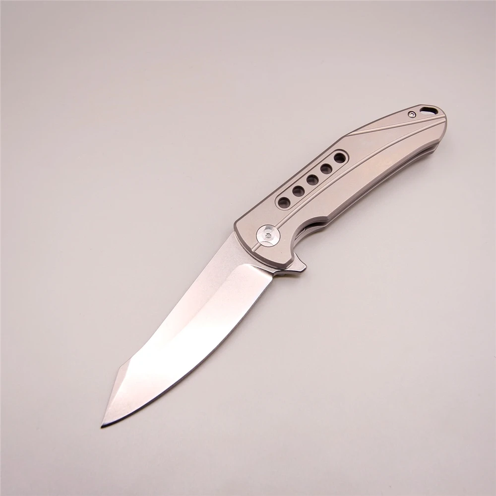Zac K-1 60 hrc folding pocket knife light fast flip d2 stonewash V blade titanium handle knifes camping survival tactica | Инструменты