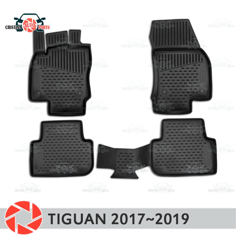Коврики для Volkswagen Tiguan 2017 ~ 2019 Нескользящие полиуретановые коврики защиты от грязи