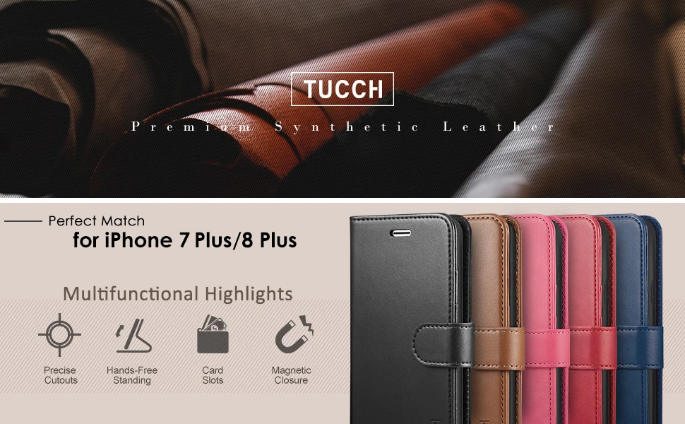 Tuch бумажник чехол для iPhone 7 Plus/8 Plus с магнитной застежкой слоты для карт кошелек сумка-чехол Флип-книжка ТПУ интерьер