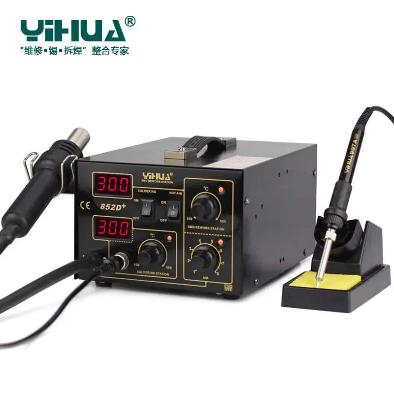 Паяльная станция YIHUA 852D + 220 В 700 Вт тепловая пушка с насосом Цифровой паяльник 2 в 1