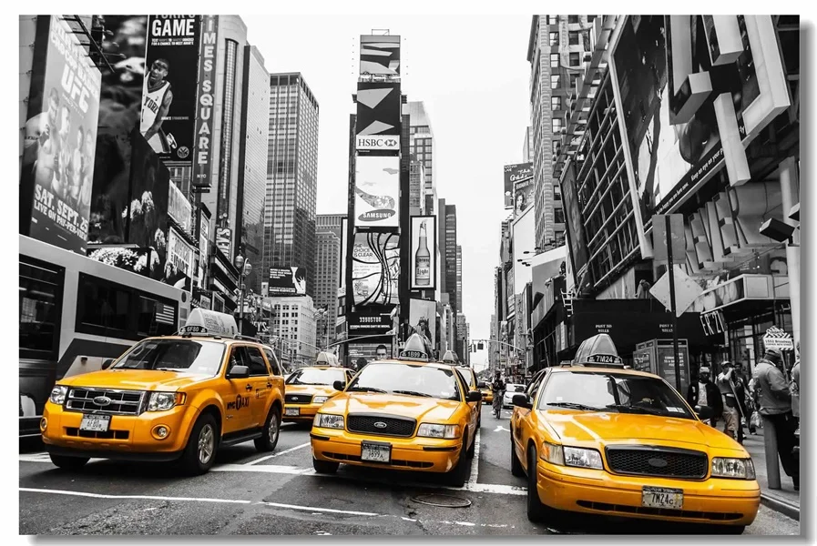 Пользовательские холст Наклейки на стены NY Tax плакат Нью Йорк желтые Cabs наклейки
