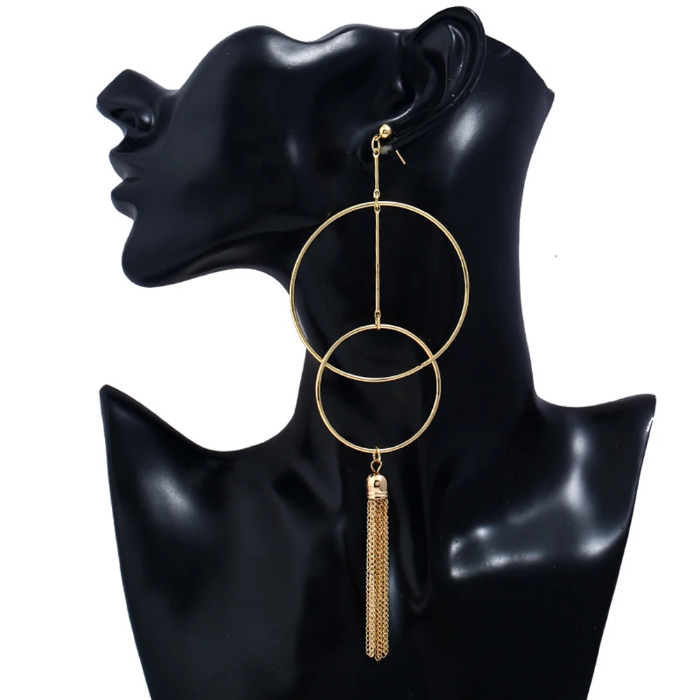 Модные круги болтаются Висячие серьги леди длинное Подвеска серьга ювелирных