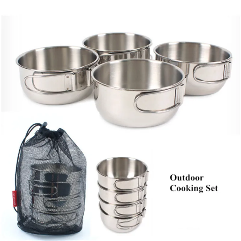 Кемпинг походная посуда нержавеющая сталь чаши 700 мл складной пособия по